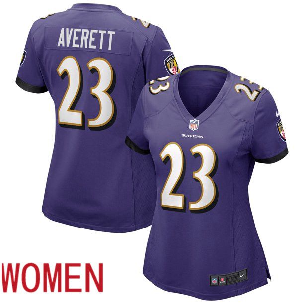 Women Baltimore Ravens #23 Anthony Averett Purple Nike Limited Player NFL Jersey->youth nfl jersey->Youth Jersey